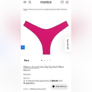 Montce Swim Hibiscus Scrunch Lulu (Zig Zag Stitch) Bikini Bottom in XS